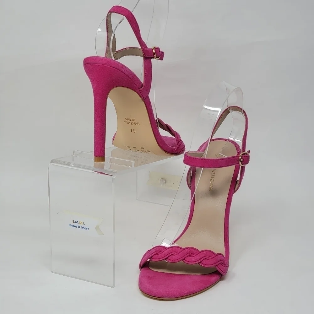 Stuart Weitzman Womens Dancer Twistie 100 Suede Pink Stiletto Heels Size 7.5 New - Picture 5 of 10